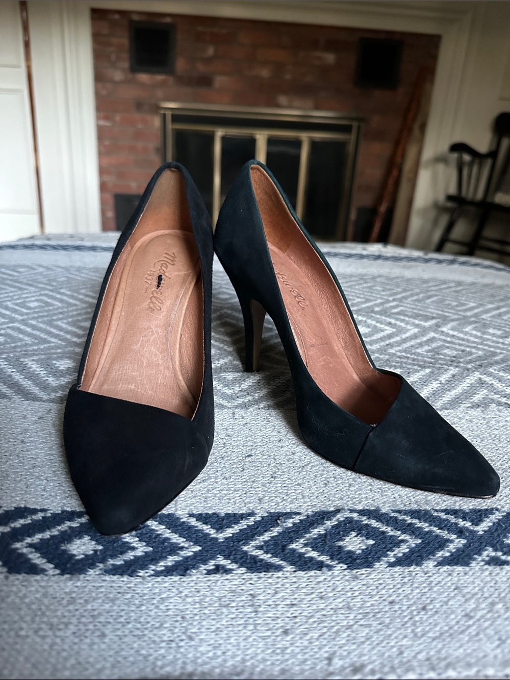 Madewell Black Suede Pointed-Toe High Heels size 6